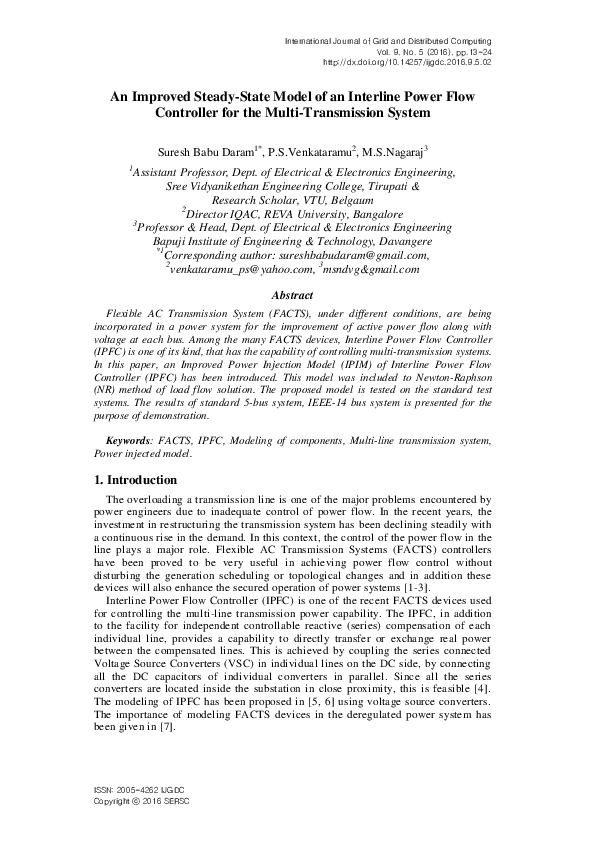 (PDF) An Improved Steady-State Model of an Interline Power Flow ...