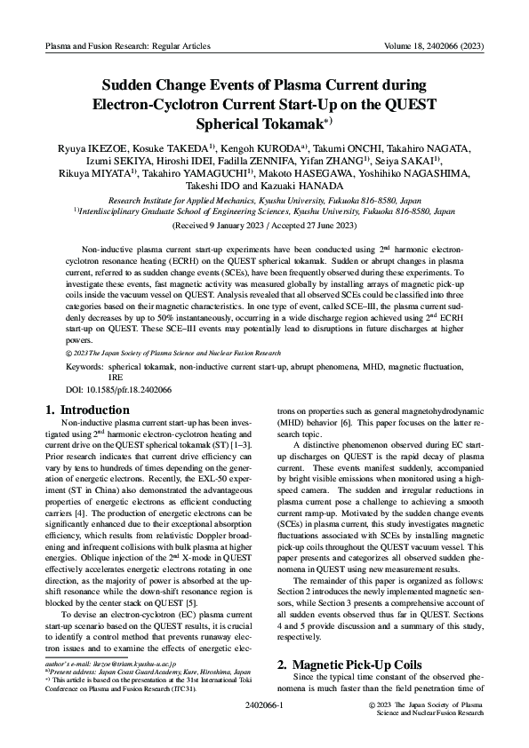 (PDF) Plasma Current Changes during ECRH Start-Up