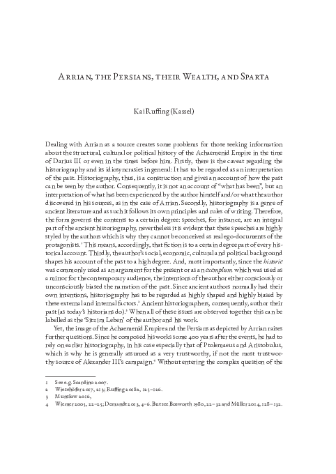 (PDF) Arrian, the Persians, their Wealth, and Sparta, in: R. Rollinger ...