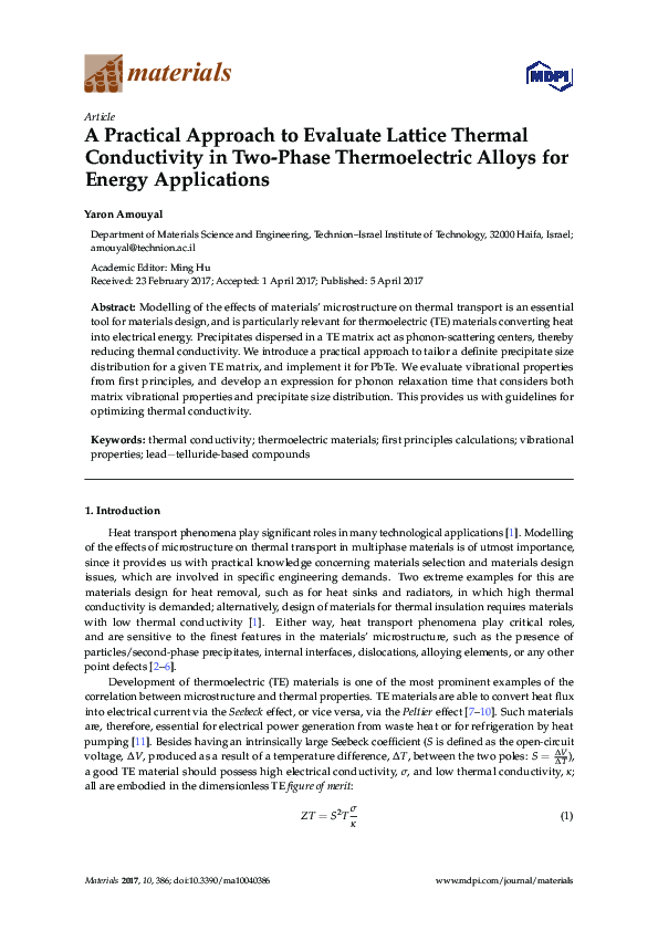(PDF) A Practical Approach to Evaluate Lattice Thermal Conductivity in ...