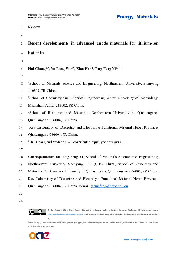 (PDF) Recent developments in advanced anode materials for lithium-ion ...