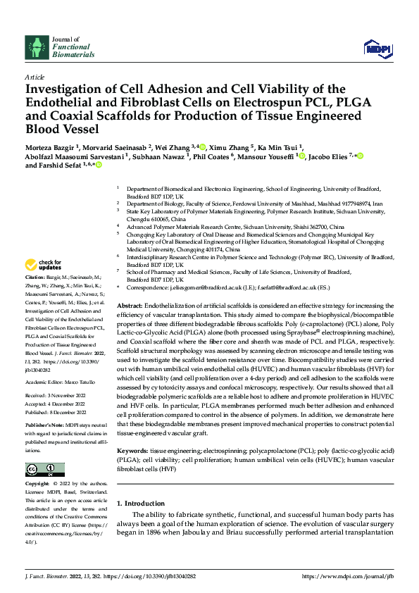 (PDF) Investigation of Cell Adhesion and Cell Viability of the ...