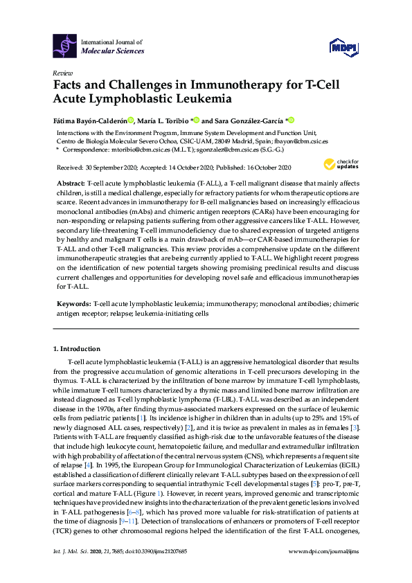 (PDF) Facts and Challenges in Immunotherapy for T-Cell Acute ...