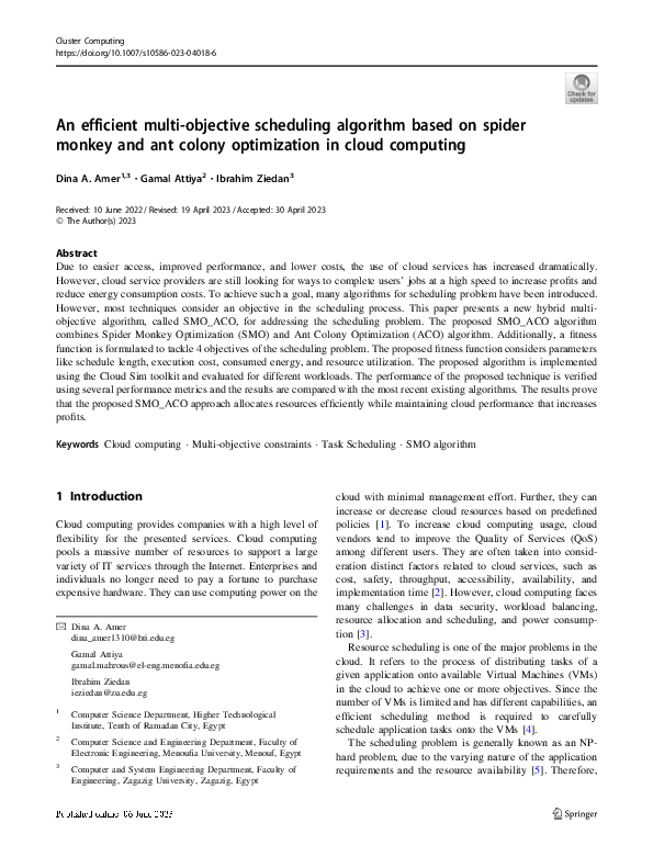 (PDF) An efficient multi-objective scheduling algorithm based on spider ...