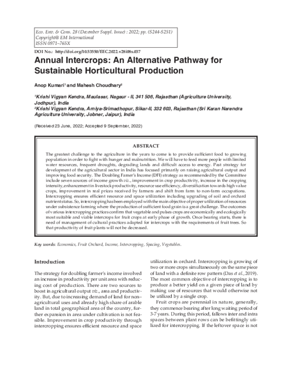 (PDF) Annual Intercrops: An Alternative Pathway for Sustainable ...