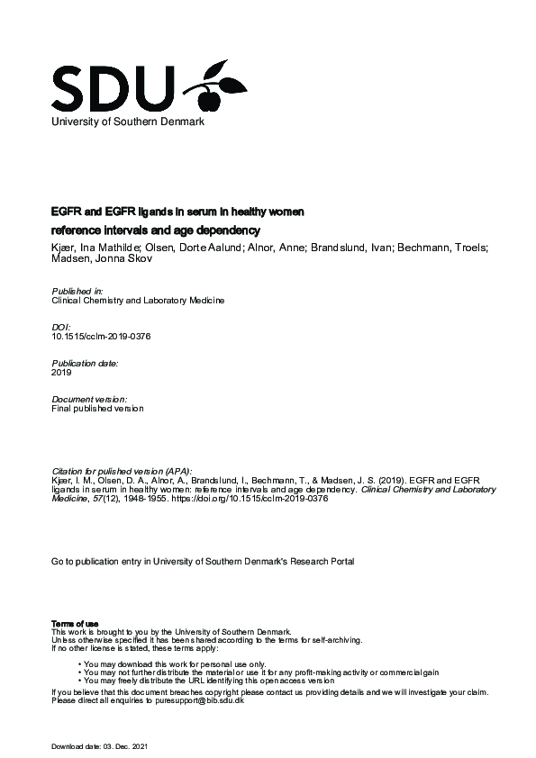 (PDF) EGFR and EGFR ligands in serum in healthy women; reference ...
