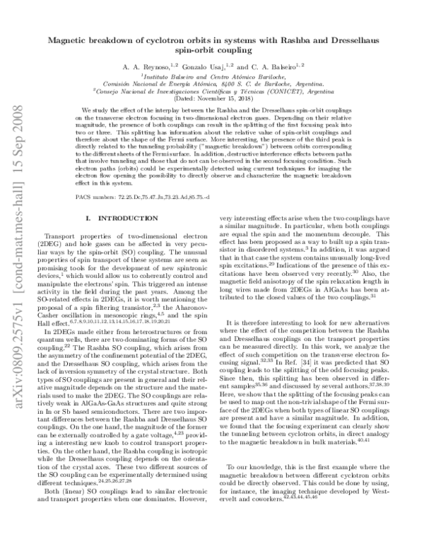 (PDF) Magnetic breakdown of cyclotron orbits in systems with Rashba and ...