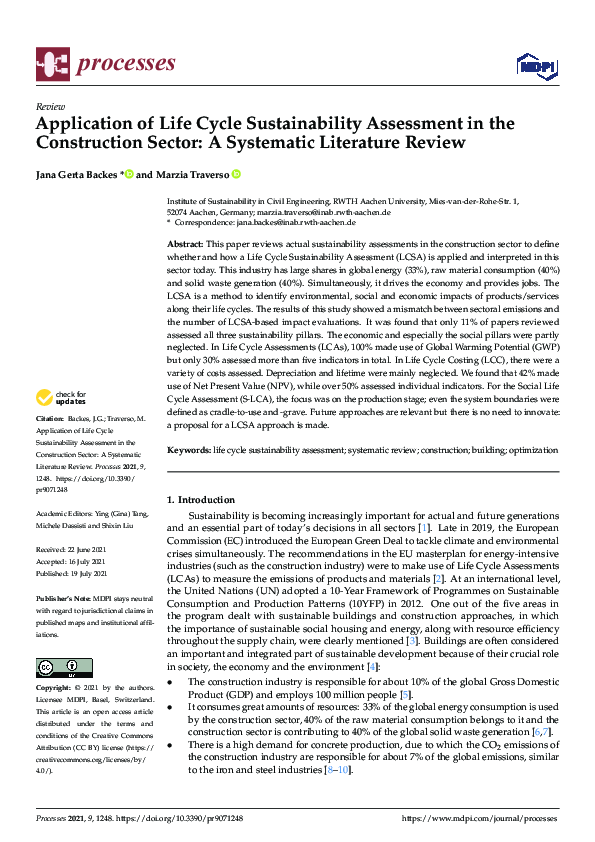 (PDF) Application of Life Cycle Sustainability Assessment in the ...