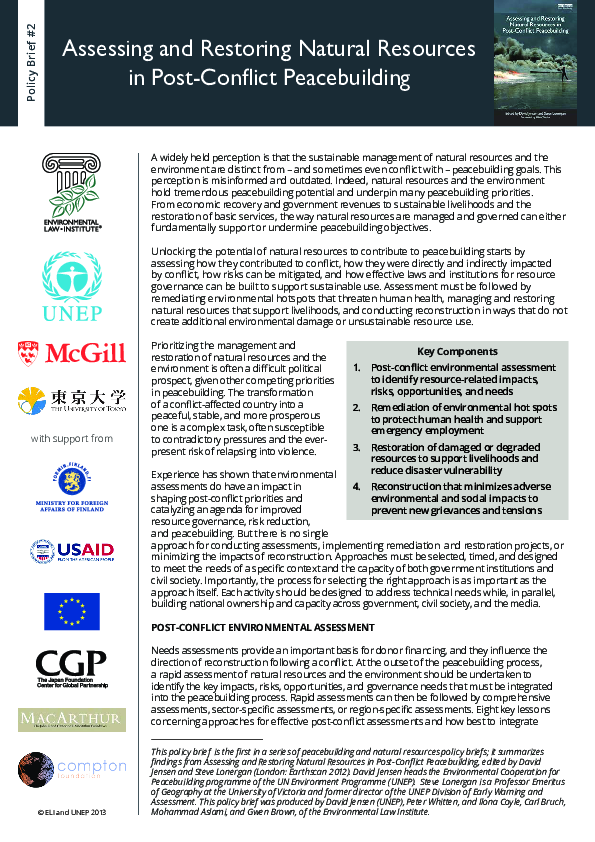 (PDF) Assessing and Restoring Natural Resources In Post-Conflict ...