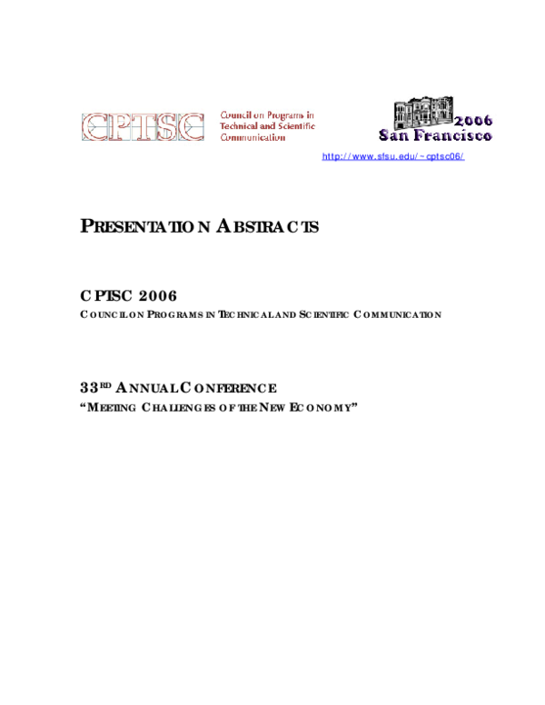 (PDF) Presentation Abstracts