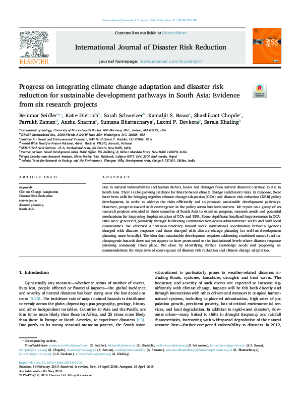 (PDF) Progress on integrating climate change adaptation and disaster ...