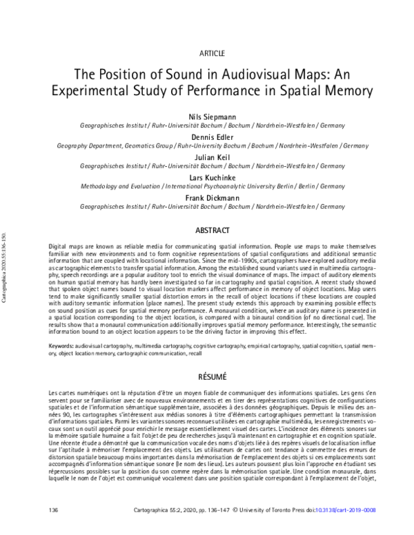 (PDF) The Position of Sound in Audiovisual Maps: An Experimental Study ...