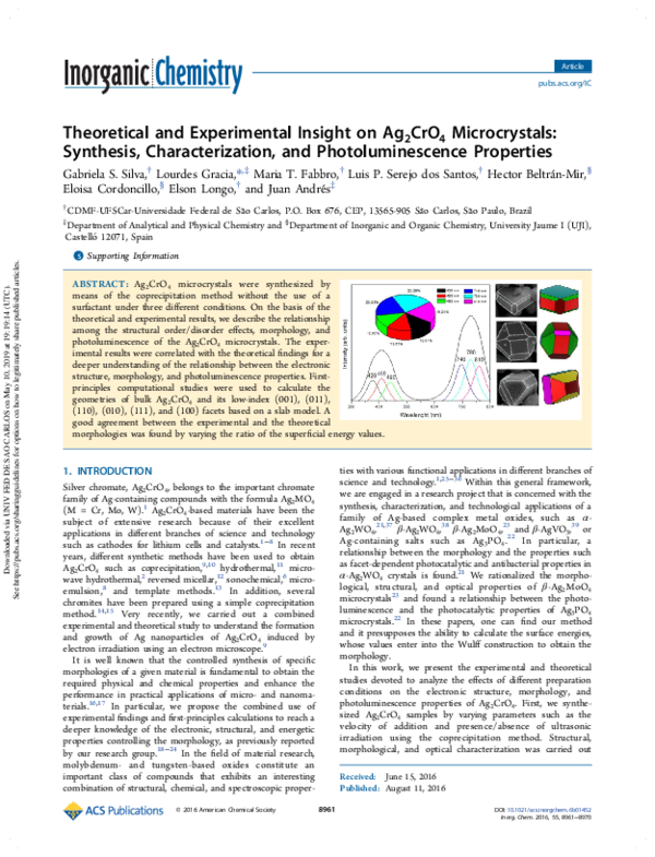 (PDF) Theoretical and Experimental Insight on Ag2CrO4 Microcrystals ...