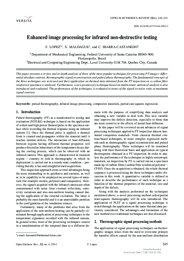 (PDF) Enhanced image processing for infrared non-destructive testing