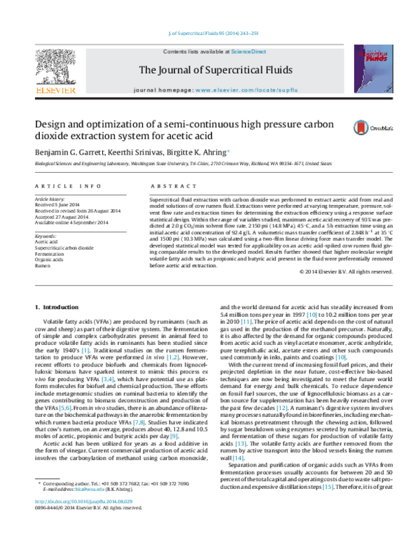 (PDF) Design and optimization of a semi-continuous high pressure carbon ...