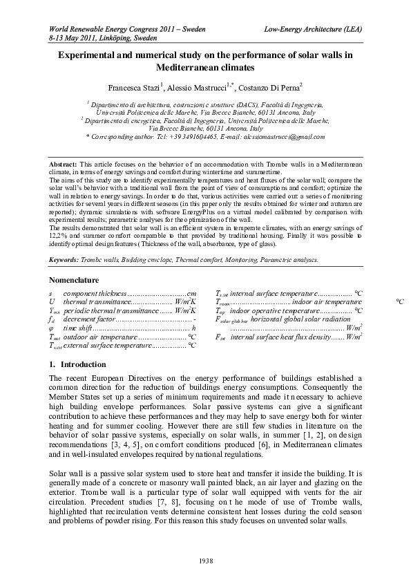 (PDF) Experimental and Numerical Study on the Performance of Solar ...