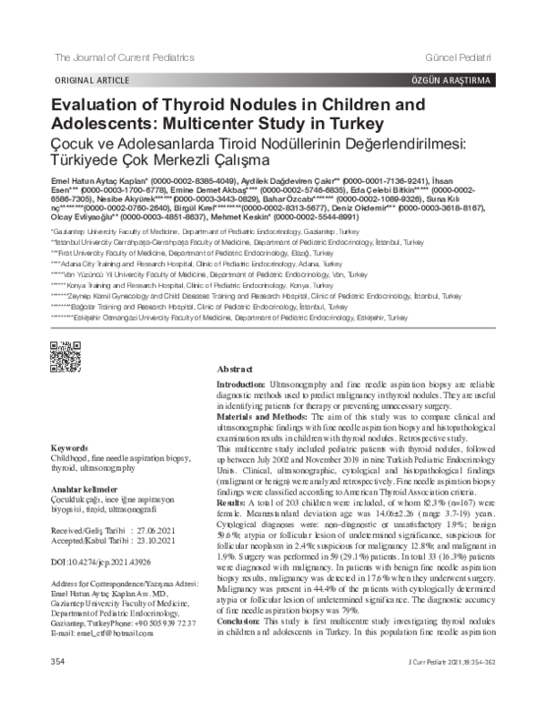 (PDF) Evaluation of Thyroid Nodules in Children and Adolescents ...