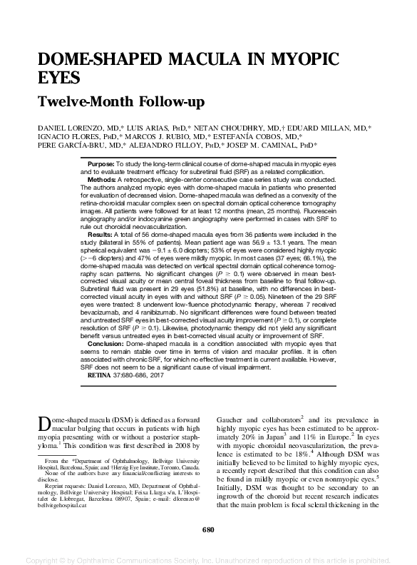 Pdf Dome Shaped Macula In Myopic Eyes