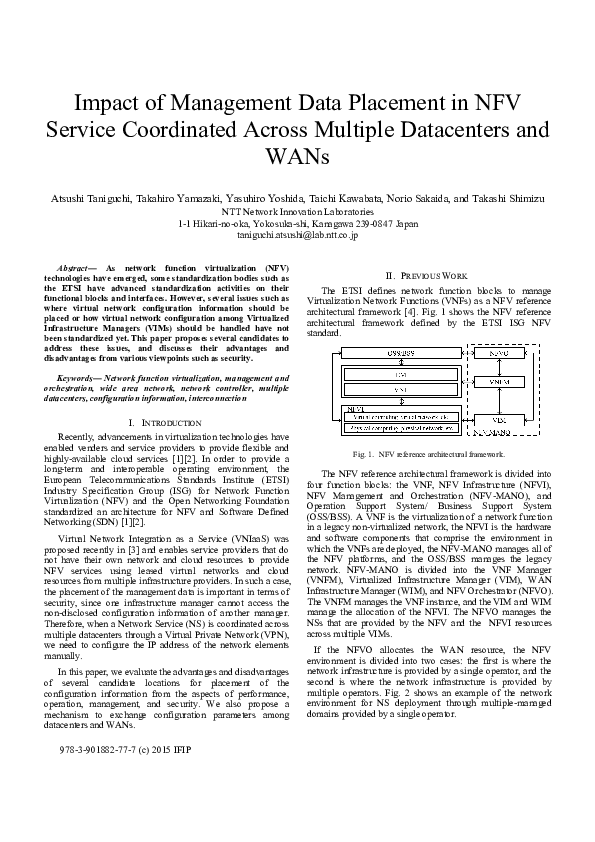(PDF) Impact of management data placement in NFV service coordinated ...