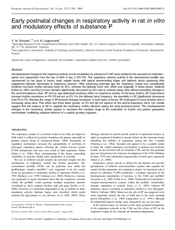 (PDF) Early postnatal changes in respiratory activity in ratin vitroand ...