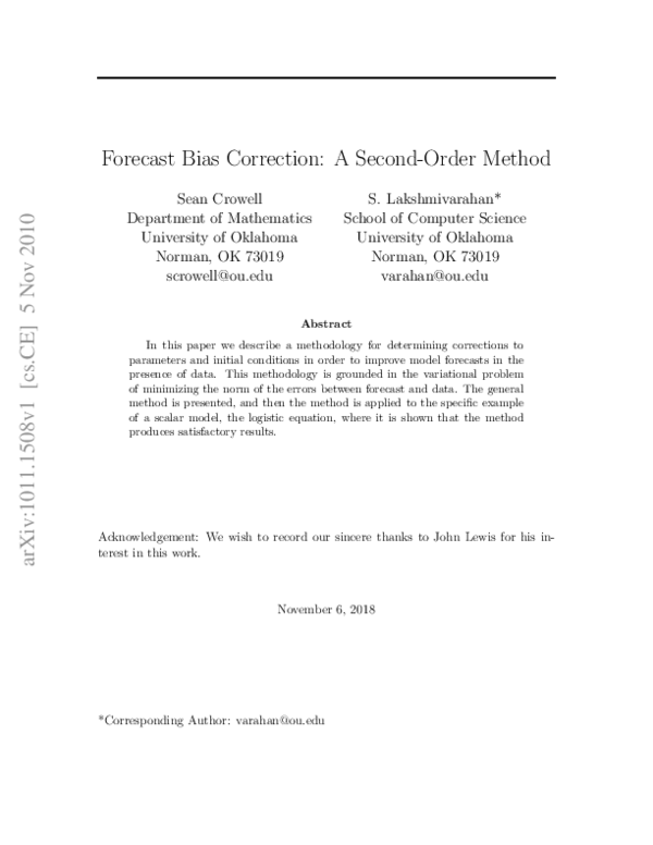 (PDF) Forecast Bias Correction: A Second Order Method