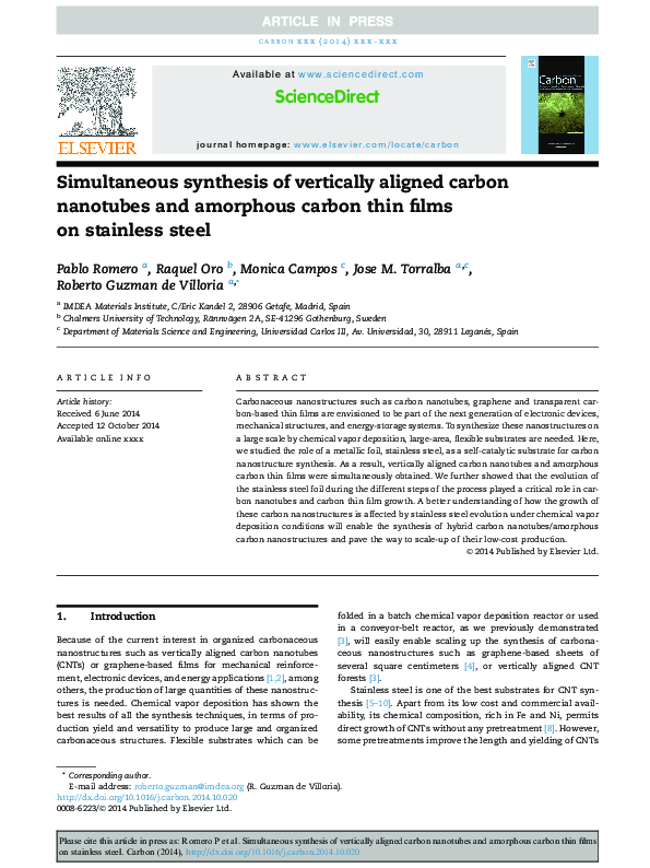 (PDF) Simultaneous synthesis of vertically aligned carbon nanotubes and ...