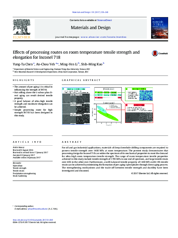 (PDF) Effects of processing routes on room temperature tensile strength ...