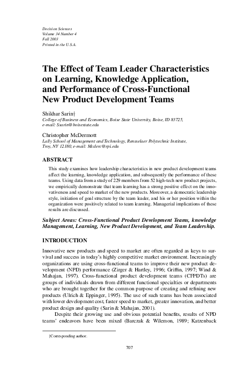 (PDF) The Effect of Team Leader Characteristics on Learning, Knowledge ...