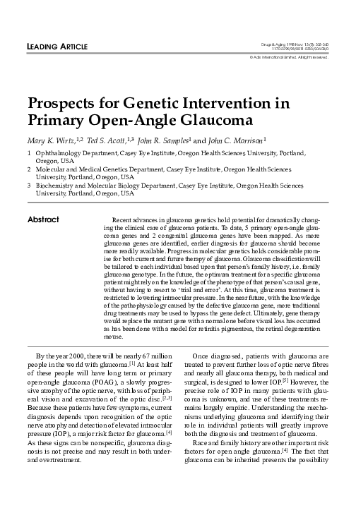 (PDF) Prospects for Genetic Intervention in Primary Open-Angle Glaucoma