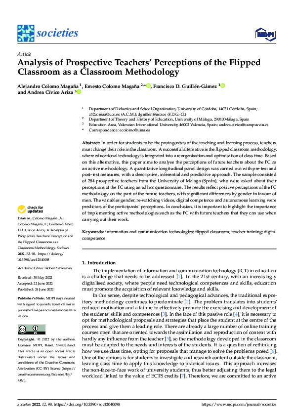 (PDF) Analysis of Prospective Teachers' Perceptions of the Flipped ...