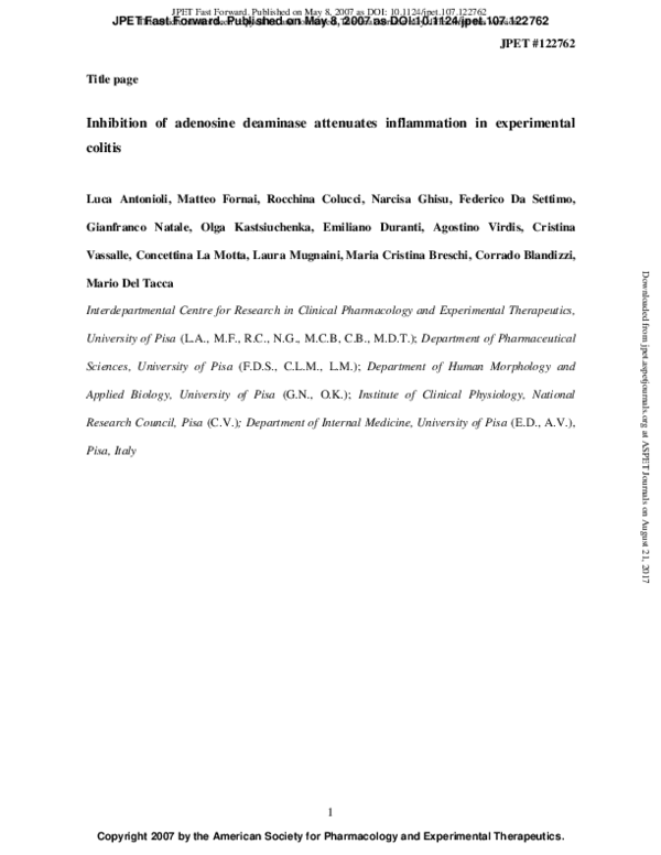 (PDF) Inhibition of Adenosine Deaminase Attenuates Inflammation in ...