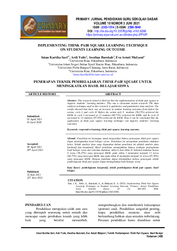 (PDF) Implementing Think Pair Square Learning Technique on Students ...