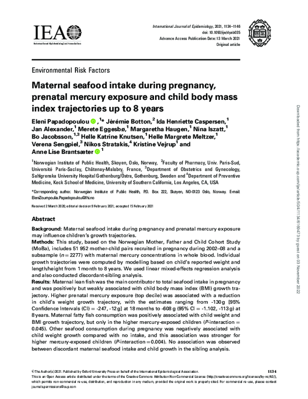 Photo inspiration: Visual Reference: Pdf Maternal Seafood Intake During Pregnancy Prenatal Mercury