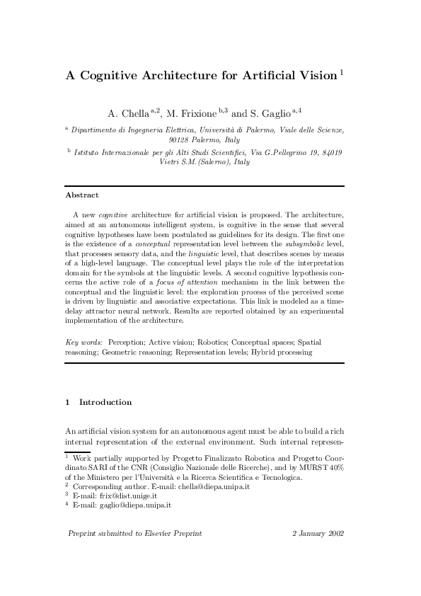 (PDF) A cognitive architecture for artificial vision