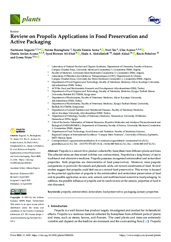 (PDF) Review on Propolis Applications in Food Preservation and Active ...