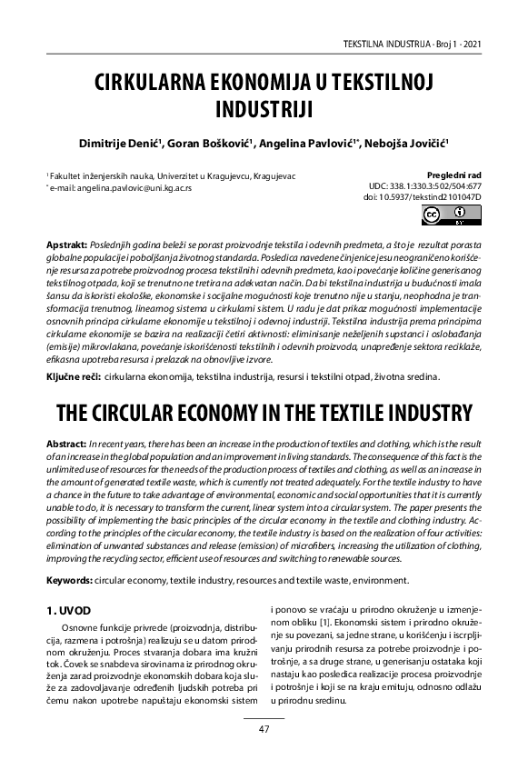 (PDF) The circular economy in the textile industry