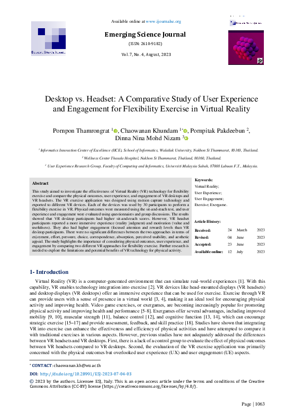 (PDF) Desktop vs. Headset: A Comparative Study of User Experience and ...