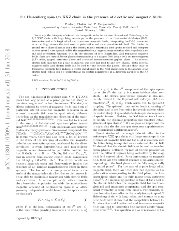 (PDF) Heisenberg spin- 12 XXZ chain in the presence of electric and ...