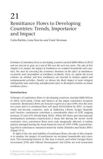 (PDF) Remittance Flows to Developing Countries: Trends, Importance and ...