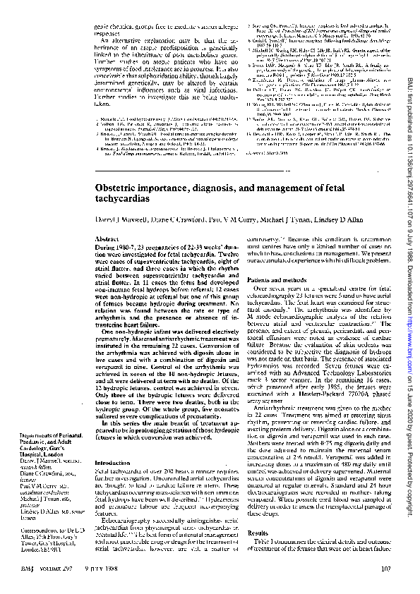 Obstetric importance, diagnosis, and management of fetal tachycardias