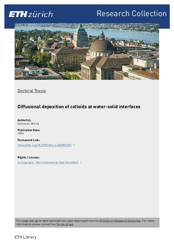 (PDF) Diffusional deposition of colloids at water-solid interfaces