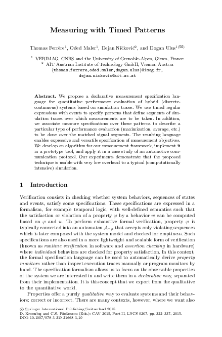 (PDF) Measuring with Timed Patterns
