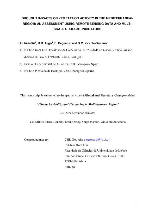 (PDF) Drought impacts on vegetation activity in the Mediterranean ...