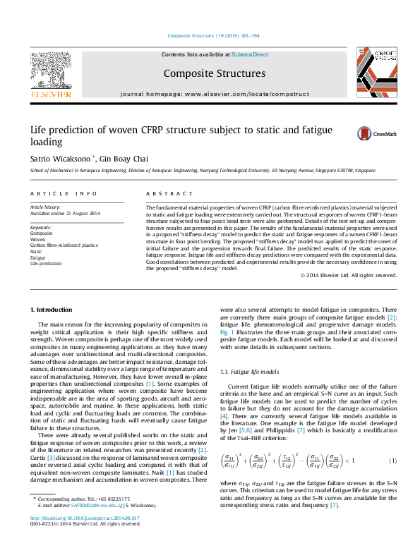 (PDF) Life prediction of woven CFRP structure subject to static and ...