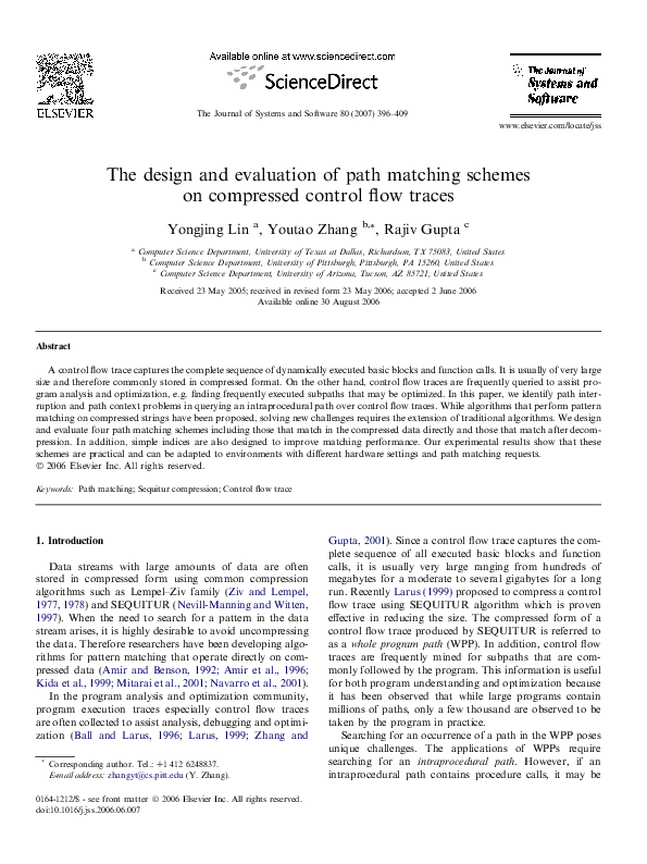 (PDF) The design and evaluation of path matching schemes on compressed ...
