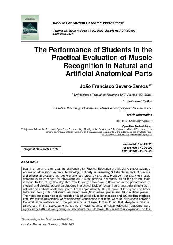 (PDF) The Performance of Students in the Practical Evaluation of Muscle ...