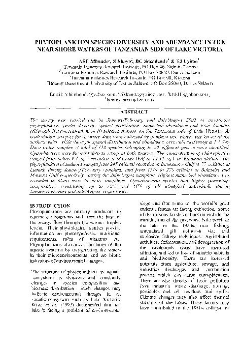 (PDF) Phytoplankton species diversity and abundance in the near shore ...