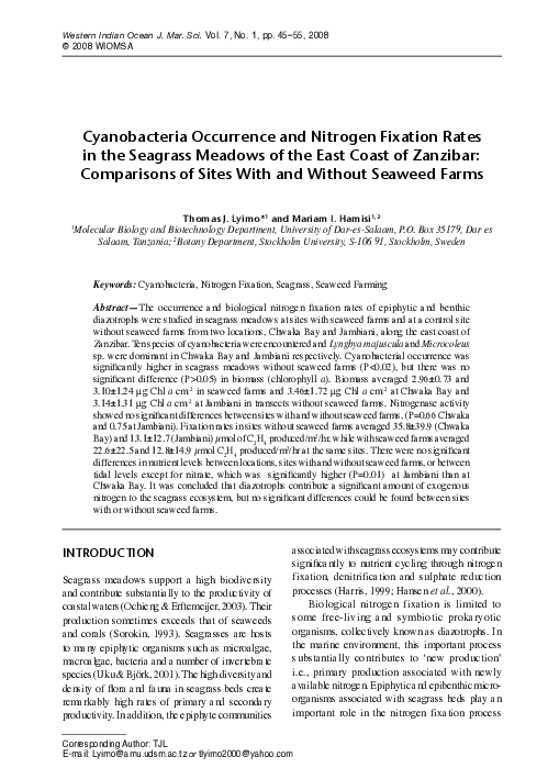 (PDF) Cyanobacteria Occurrence and Nitrogen Fixation Rates in the ...