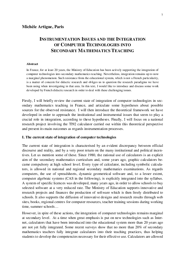 (PDF) Instrumentation Issues and the Integration of Computer ...