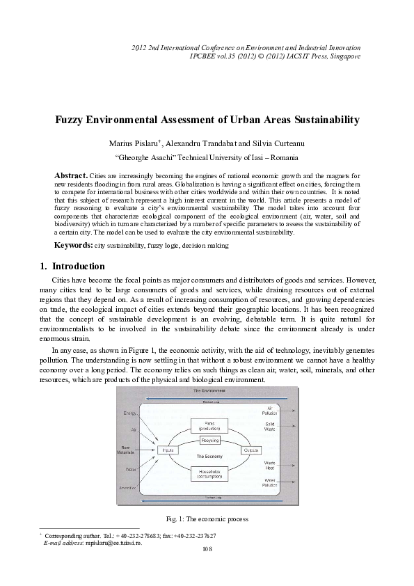 (PDF) Fuzzy Environmental Assessment of Urban Areas Sustainability
